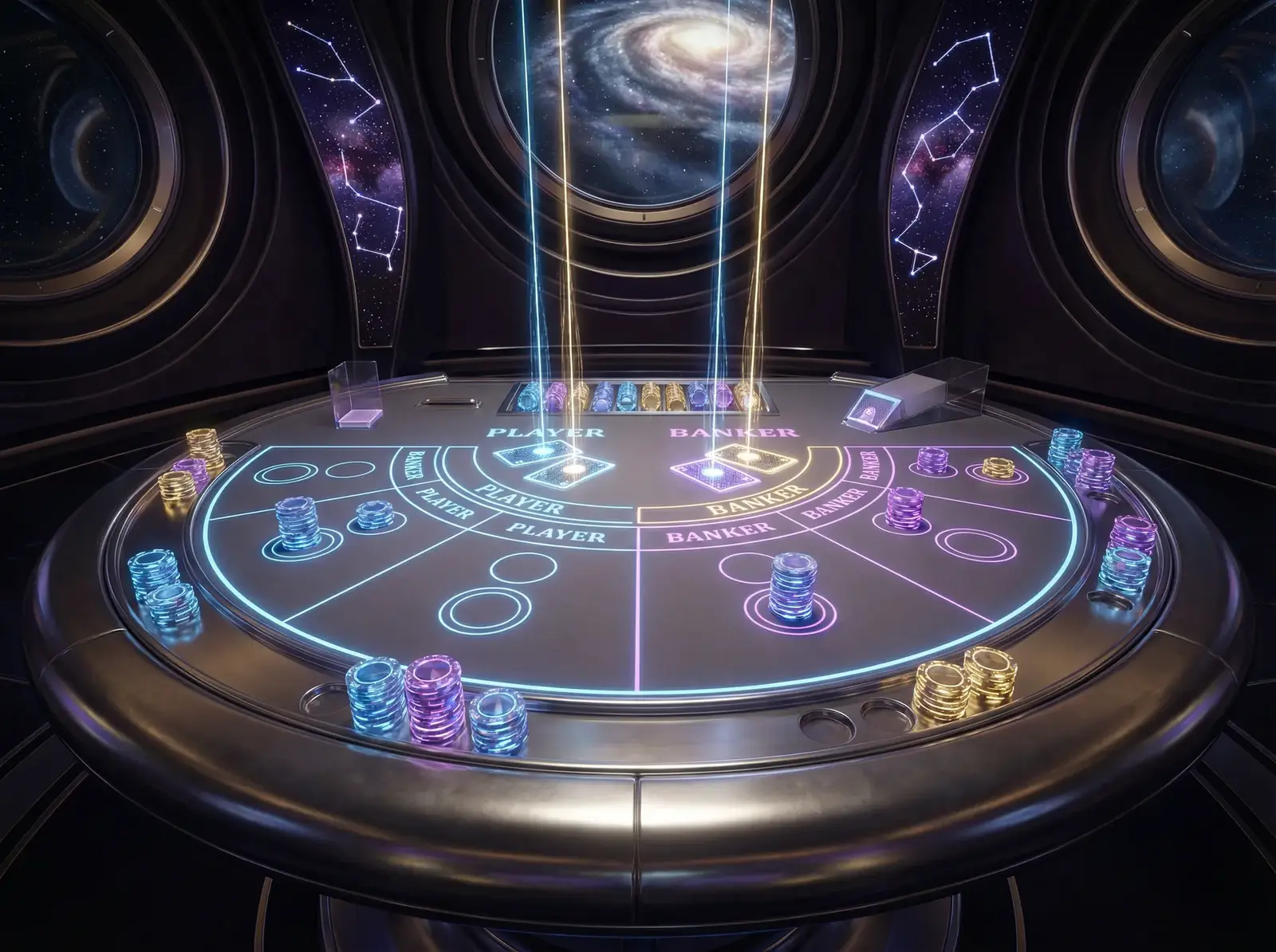 一分快三真人百家乐全息投影牌桌俯视图